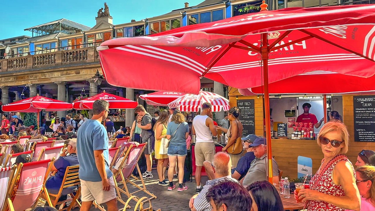 England, London City Summer Streets Heatwave Walk in London | 30°C Central London Walk Tour | 4K HDR