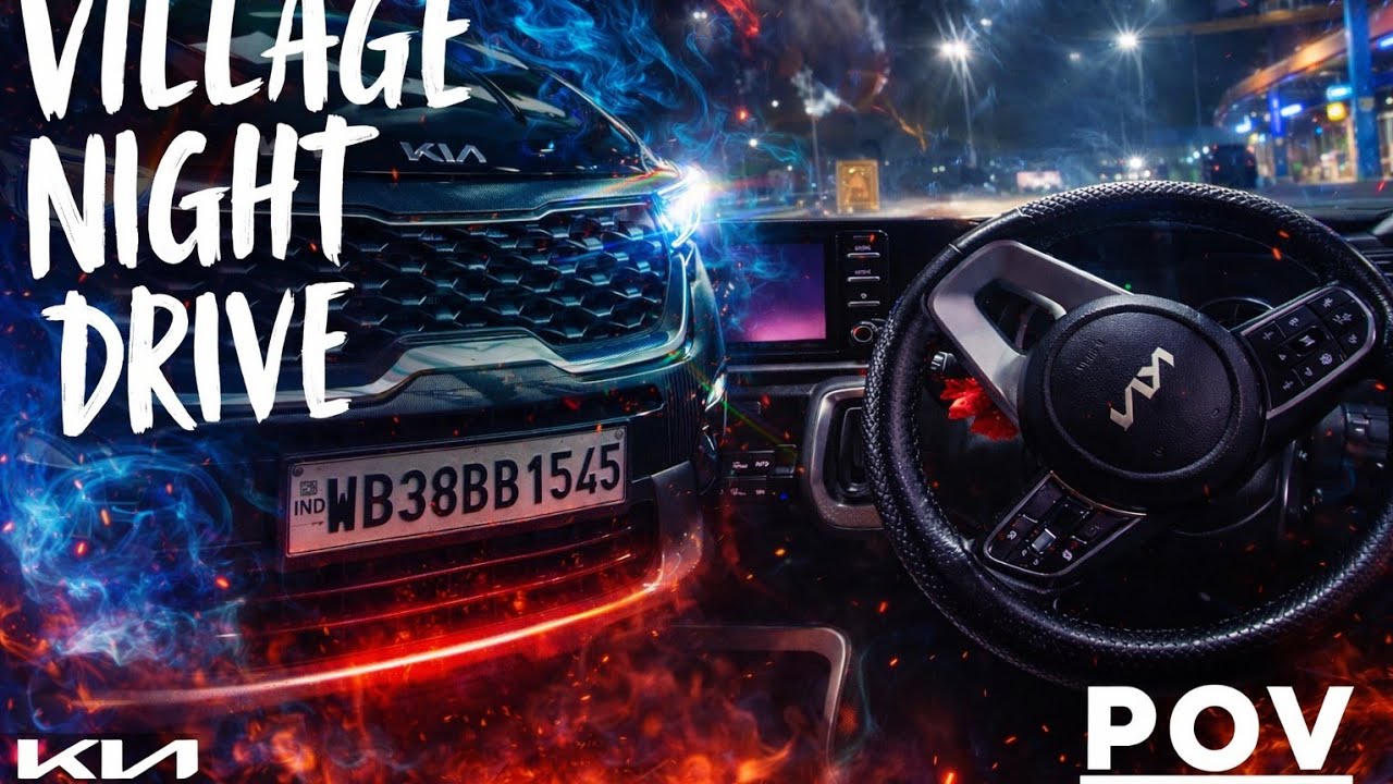 POV: Kia Car Night Drive on Village Broken Roads 🚗🌙#pov #nightdrive #kia 