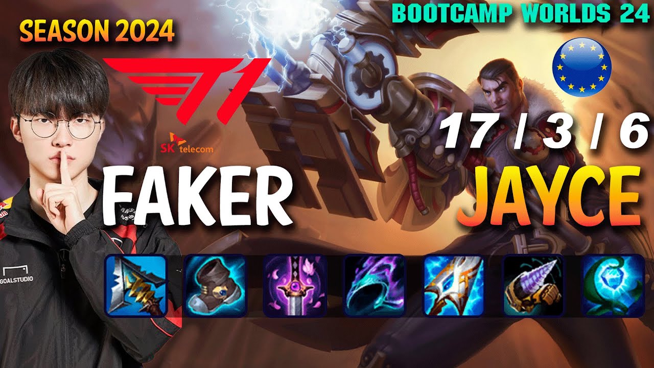 T1 Faker JAYCE vs AKSHAN Mid - Patch 14.19 EUW Ranked WORLDS 2024 Bootcamp | lolrec