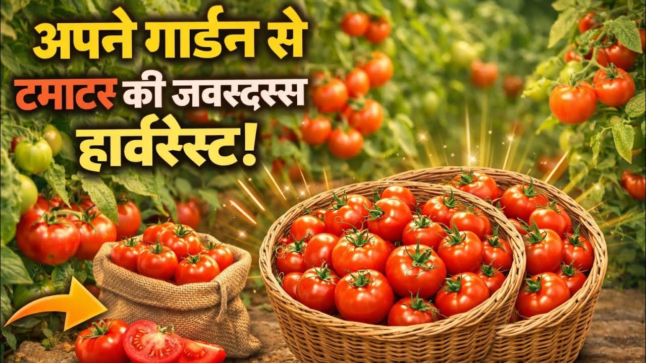 Terrace garden se organic tamatar ki harvesting + fruit ki harvesting 