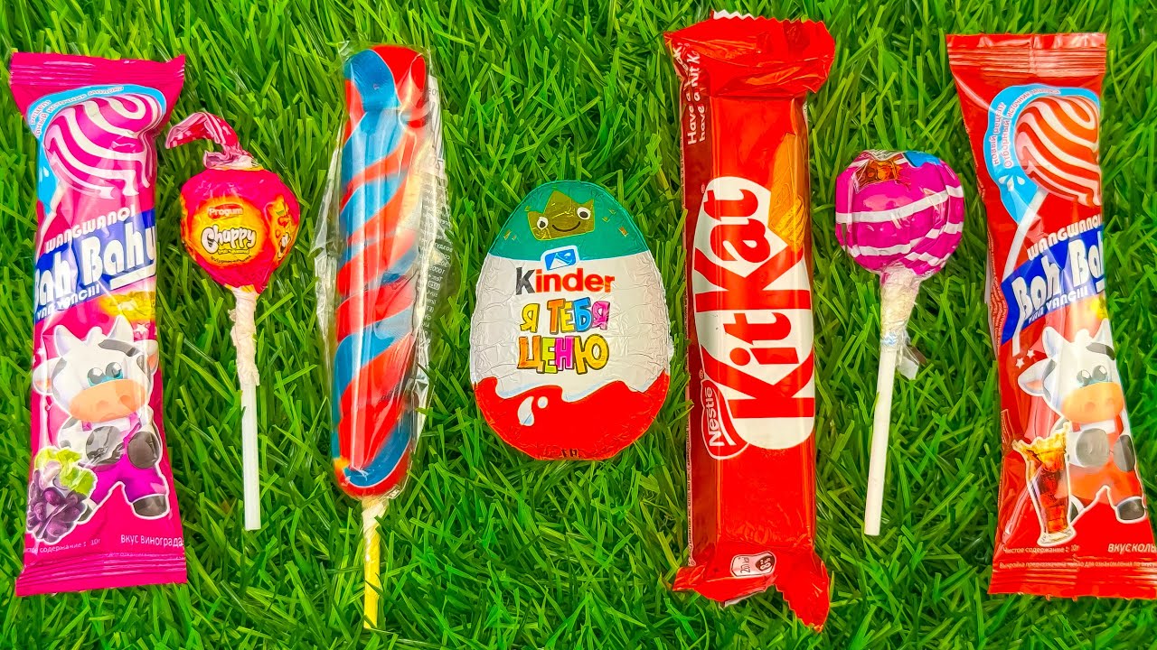 ASMR Most Popular Candys / some lots of colorful rainbow lollipop candy / unpacking chocolate eat