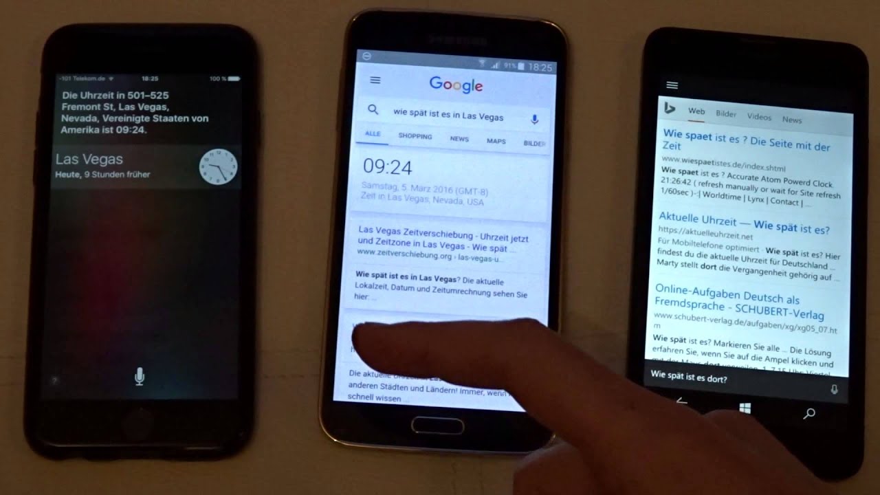 Vergleich Siri vs Google Now vs Cortana - Wetter, Zeit, Ortsinfo - German / deutsch