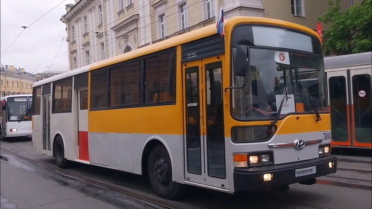 (СПБ)Поездка на Автобусе Hyundai Aero City 540 1998 года От Морской Набережной до Манежной Площади