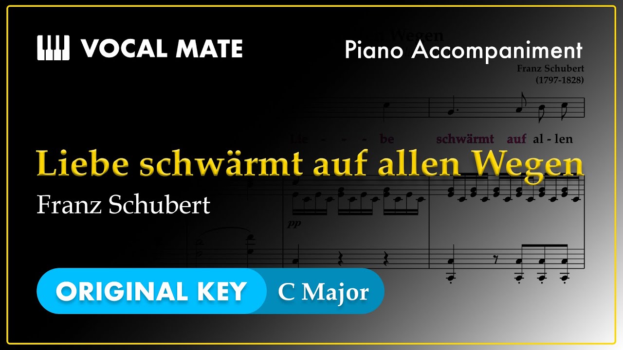Liebe schwärmt auf allen Wegen - Franz Schubert | C Major | Piano Accompaniment & Highlighted Lyrics