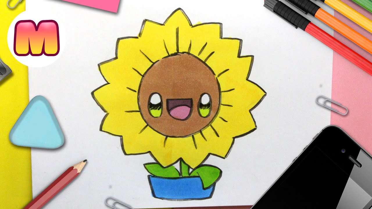 COMO DIBUJAR UN GIRASOL KAWAII ❤️ Dibujos faciles kawaii ❤️ Aprende a dibujar con Jape