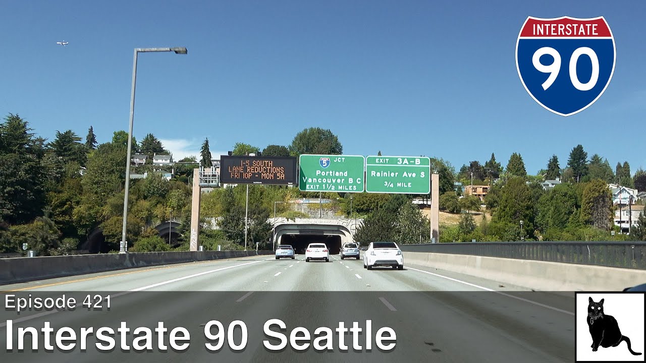 Interstate 90 in Seattle, Lake Washington, Mercer Island, and Western Terminus