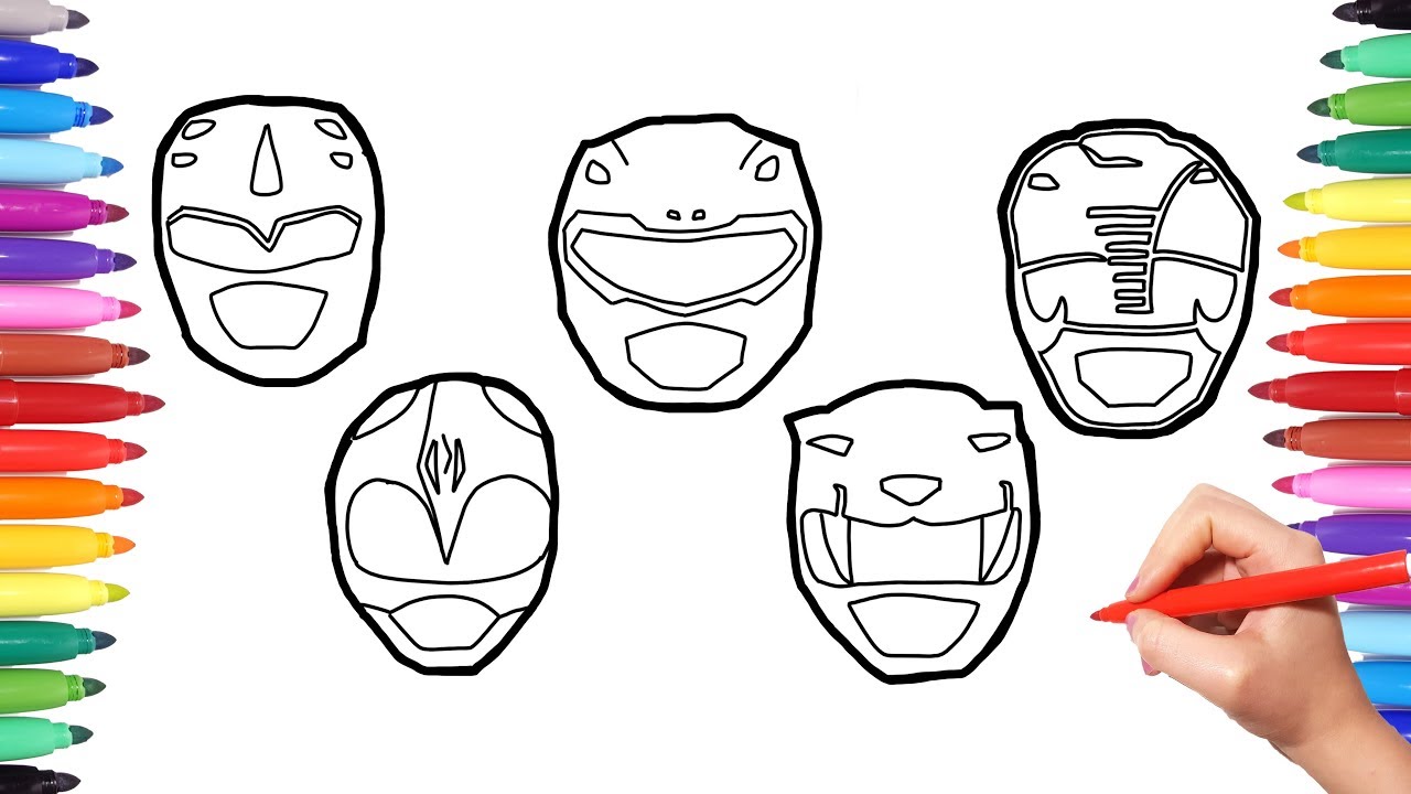 Power Rangers Faces Coloring Pages, How o Draw Power Rangers Faces, Colouring #powerrangers for Kids