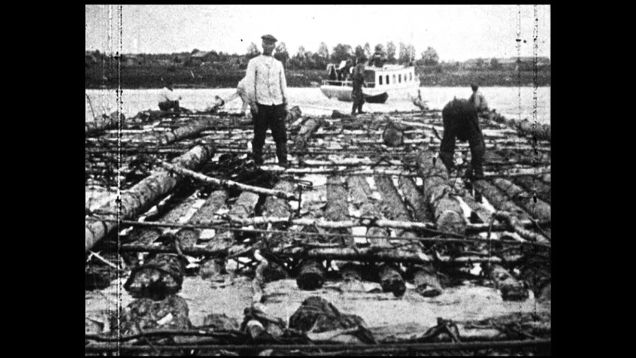 Sweden 1922: timber rafts on rapids