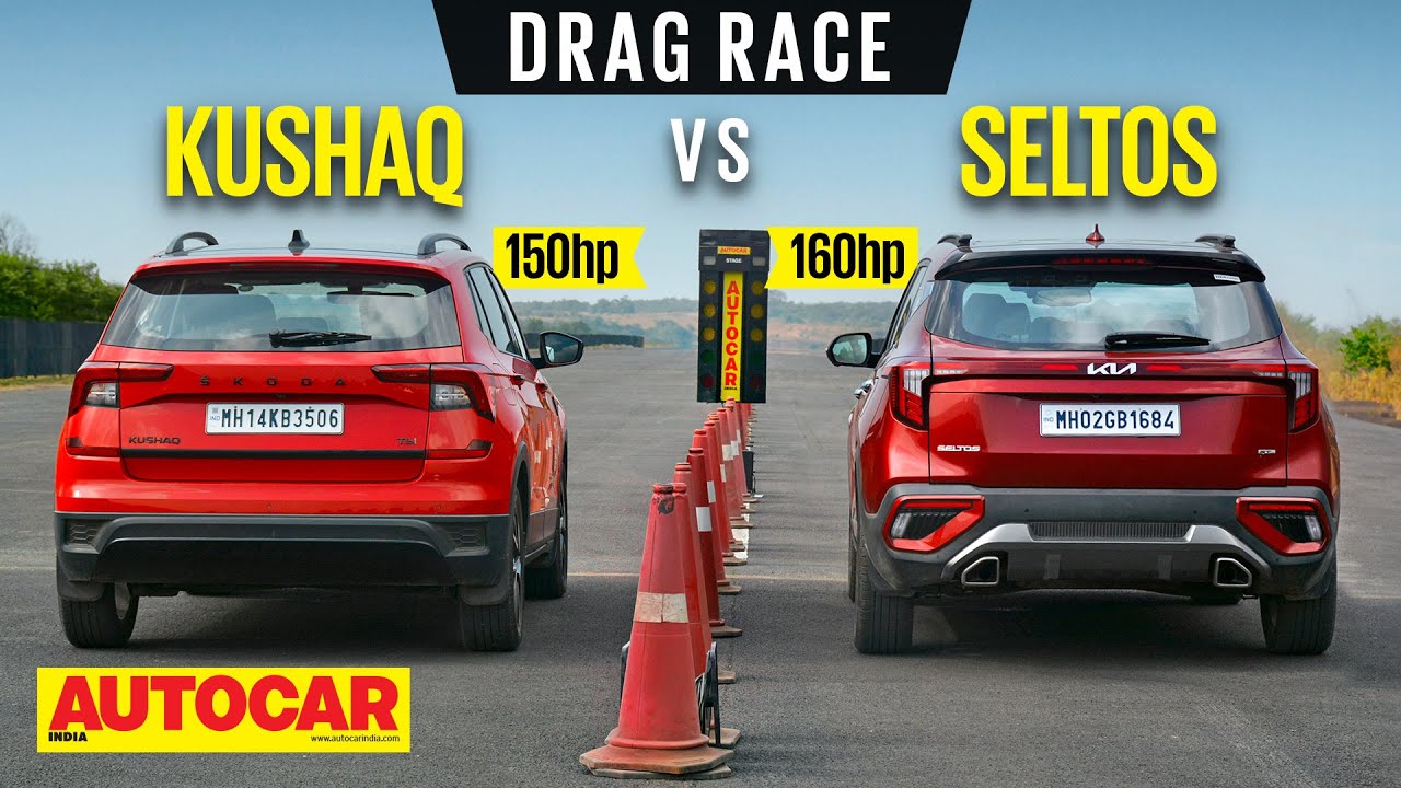 Drag Race: Skoda Kushaq vs 2023 Kia Seltos - 1.5-litre turbo-petrol matchup | @autocarindia1