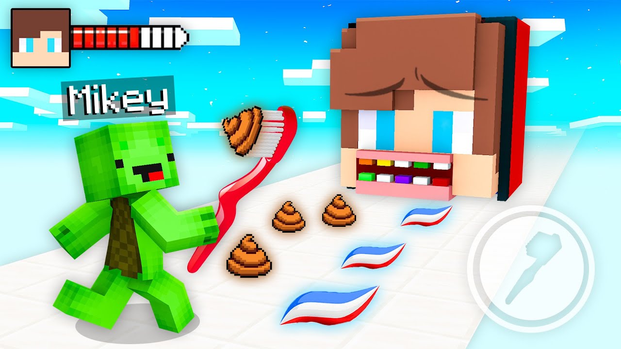 JJ and Mikey Teeth Race Runner 3D Rush Game - Maizen Minecraft Animation