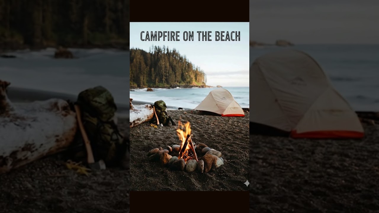 Beach Camping Fire 🌊🔥 &ndash; Waves, Warmth & Peace #camping #campfire #coffee #USAcamping