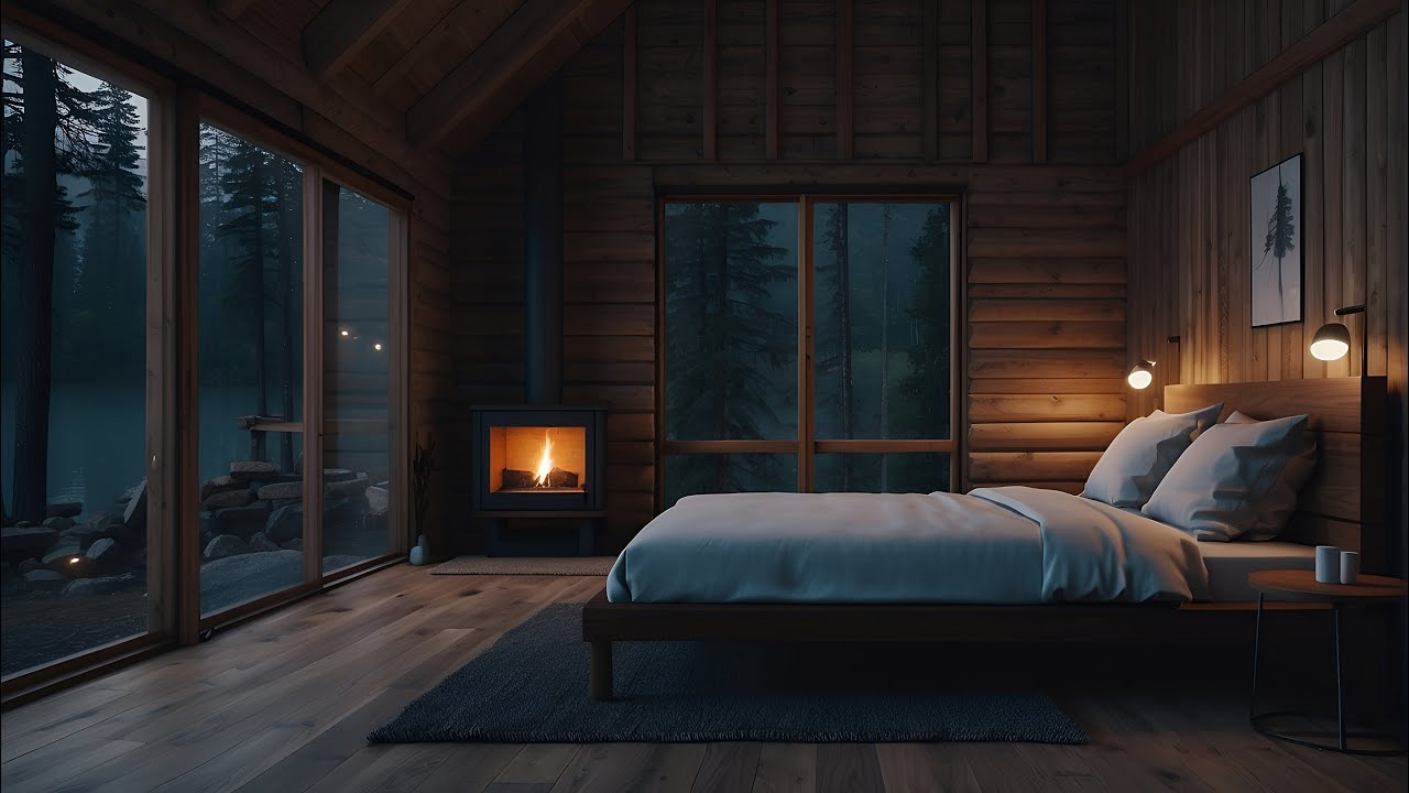 Cozy Bedroom Lakeside View | Sleep In The Rain With Peaceful Relaxing Music