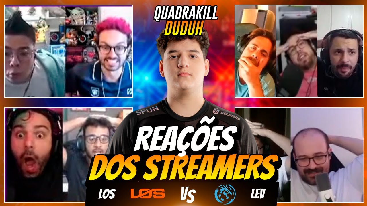 STREAMERS REAGEM ao QUADRAKILL do DUDUH CARREGANDO A LOS vs LEV no CBLOL
