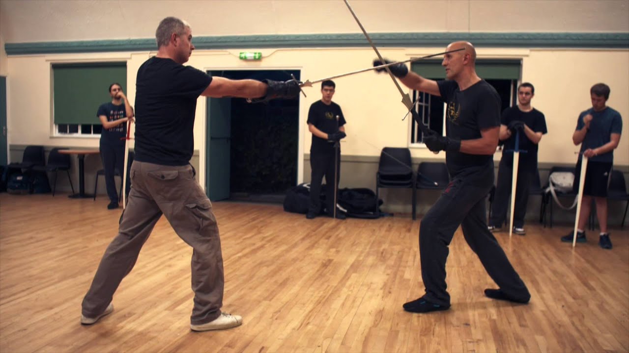 Medieval Longsword Partner Drills Cut 1 vs Tutta porto di ferro guard to thrust