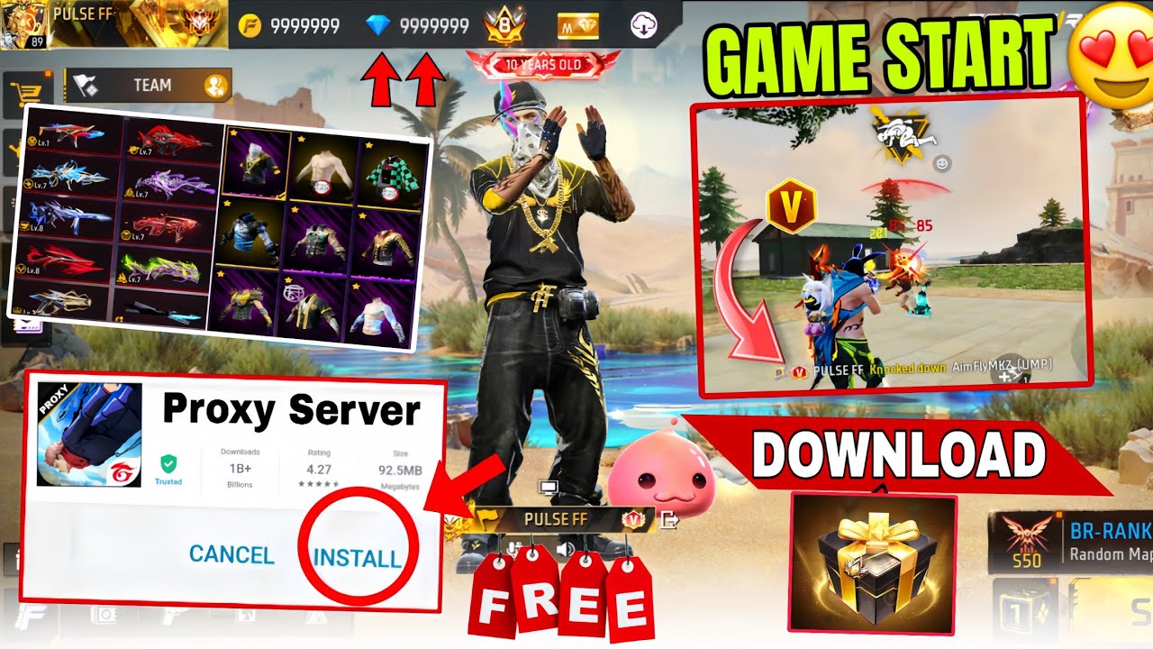 GAME START & GIFT SEND || 😍100% Working || HOW TO DAWNLOAD PROXY SERVER ✨🤩