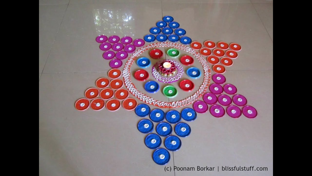 Super easy star shaped bangles rangoli | Creative rangoli designs | Rangoli designs by Poonam Borkar