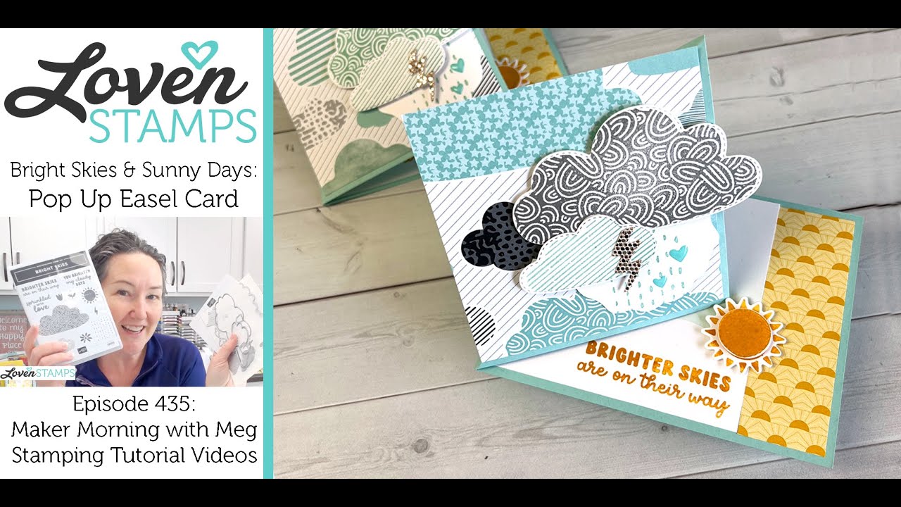 Ep 435: Diagonal Easel Pop Up Card with Stampin' Up!®'s Bright Skies Stamps & Sunny Days DSP