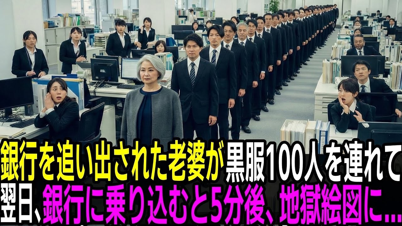 「100億円を引き出します」銀行を追い出された老婆。翌日、黒服たちを連れて銀行に乗り込むと10分後、地獄絵図に…