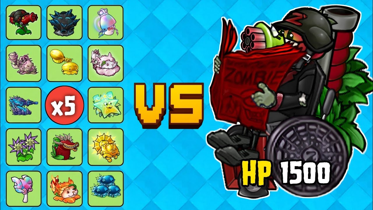 5 Ultimate Plants VS 1500hp Professor Cherry - Who Will Wins? | PvZ Fusion Challenge