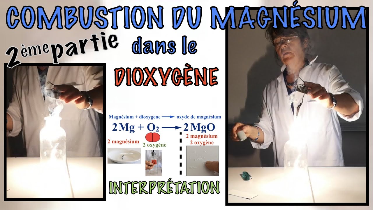 Combustion du magn&eacute;sium dans le dioxyg&egrave;ne. Oxyde de magn&eacute;sium. Oxydor&eacute;duction. Equation bilan. Cours
