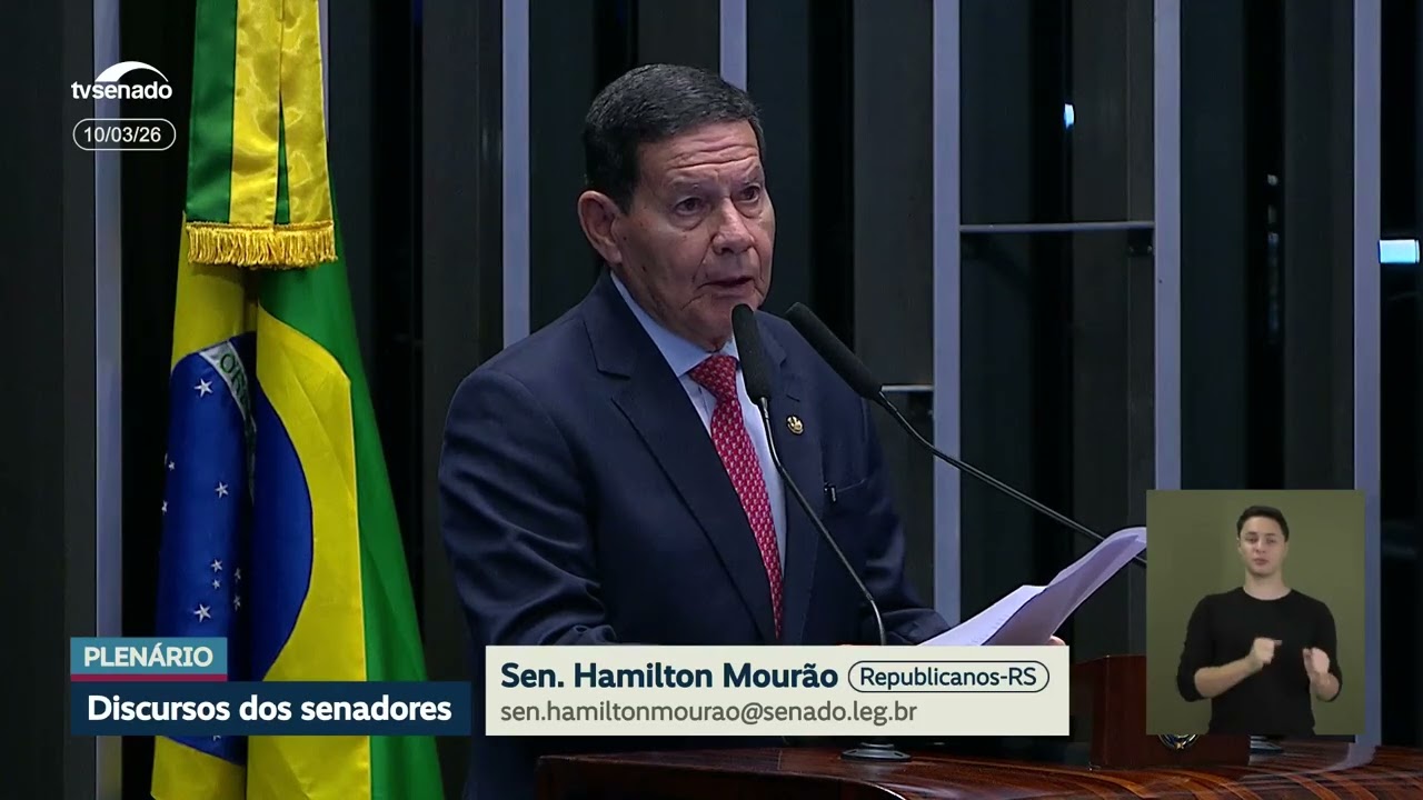 Senador Mourão fala sobre o descaso com a Defesa em 10/03/2026