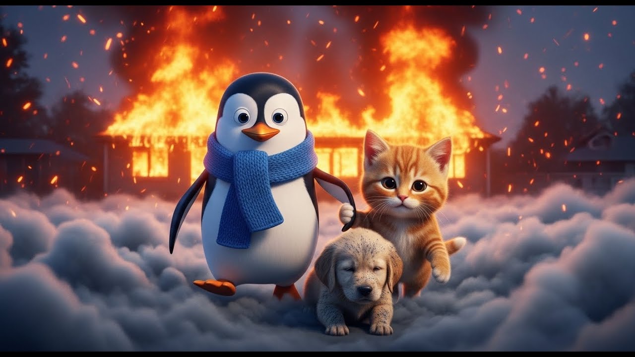 Penguin, kitten, The Reluctant Firefighters - The Amazing Fire Hero Story