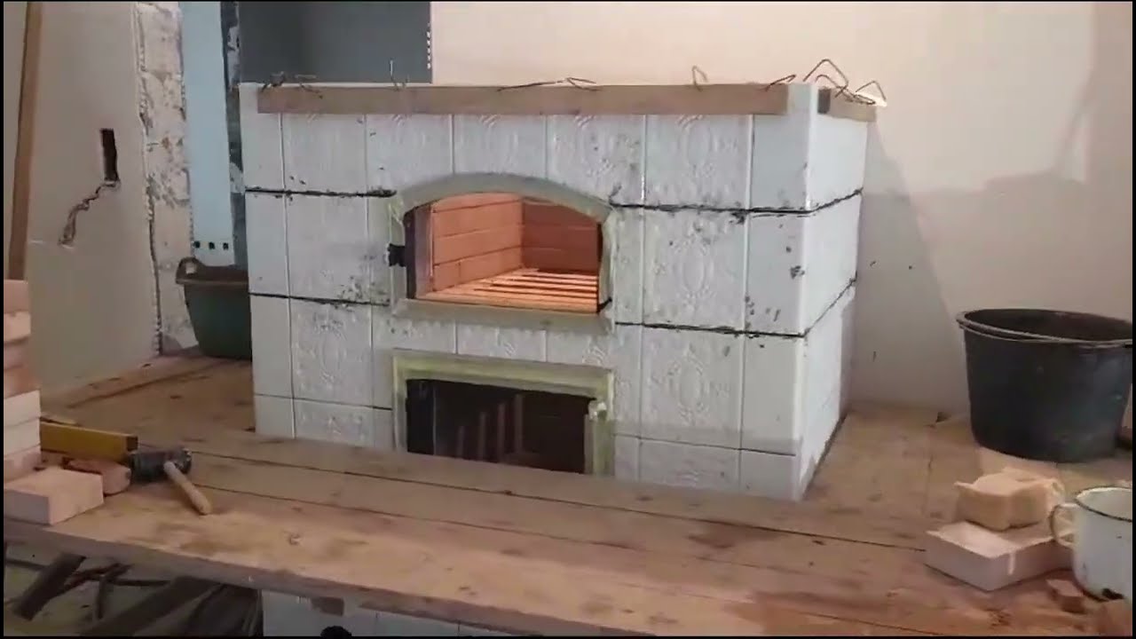 Piec dwukomorowy Budowa pieca kaflowego Kuzniecowa z piekarnikiem