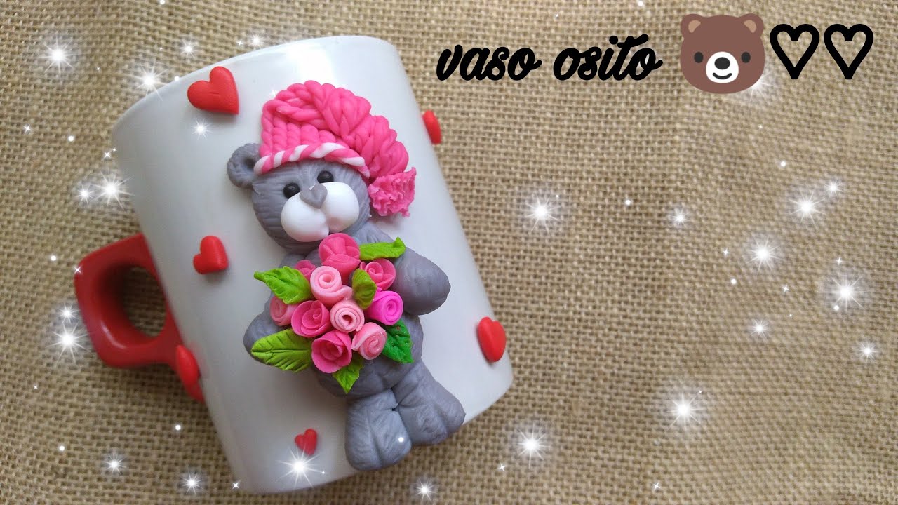 VASO DECORADO OSITO 🐻 PORCELANA FRÍA