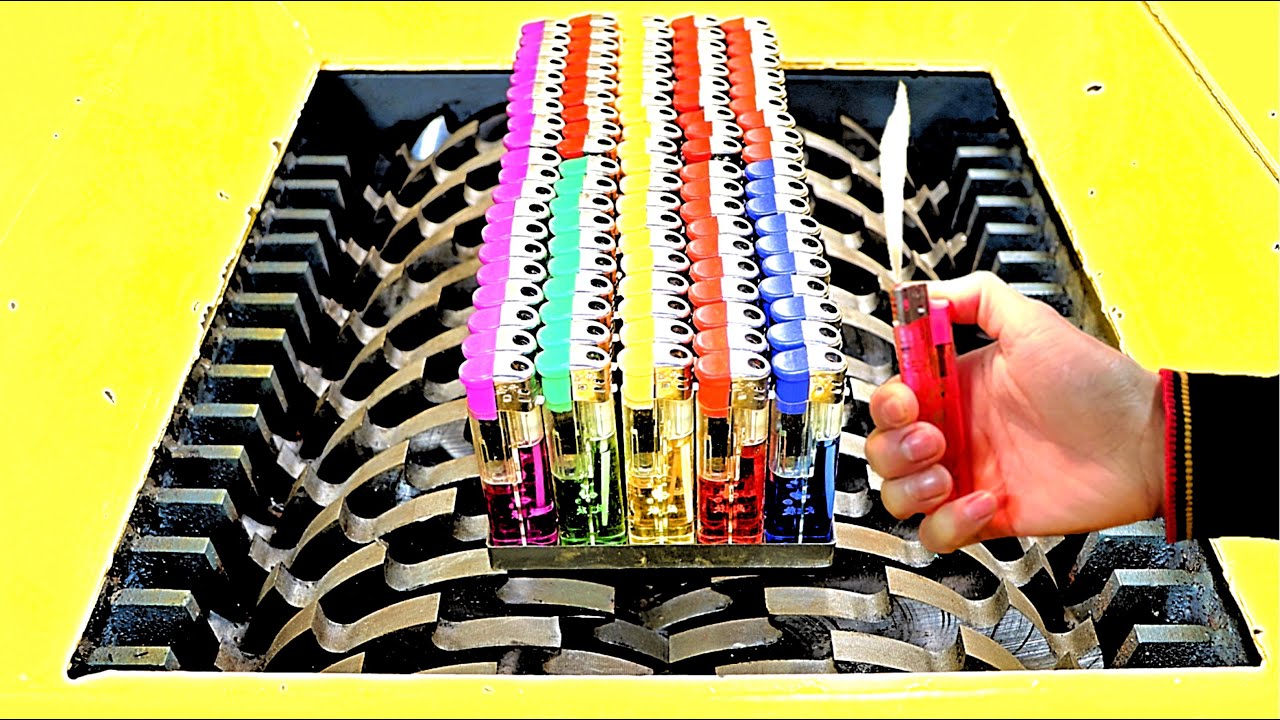 Lighter VS Shredder ！Will the lighters explode in shredder? Shocked! You can never guess the result！