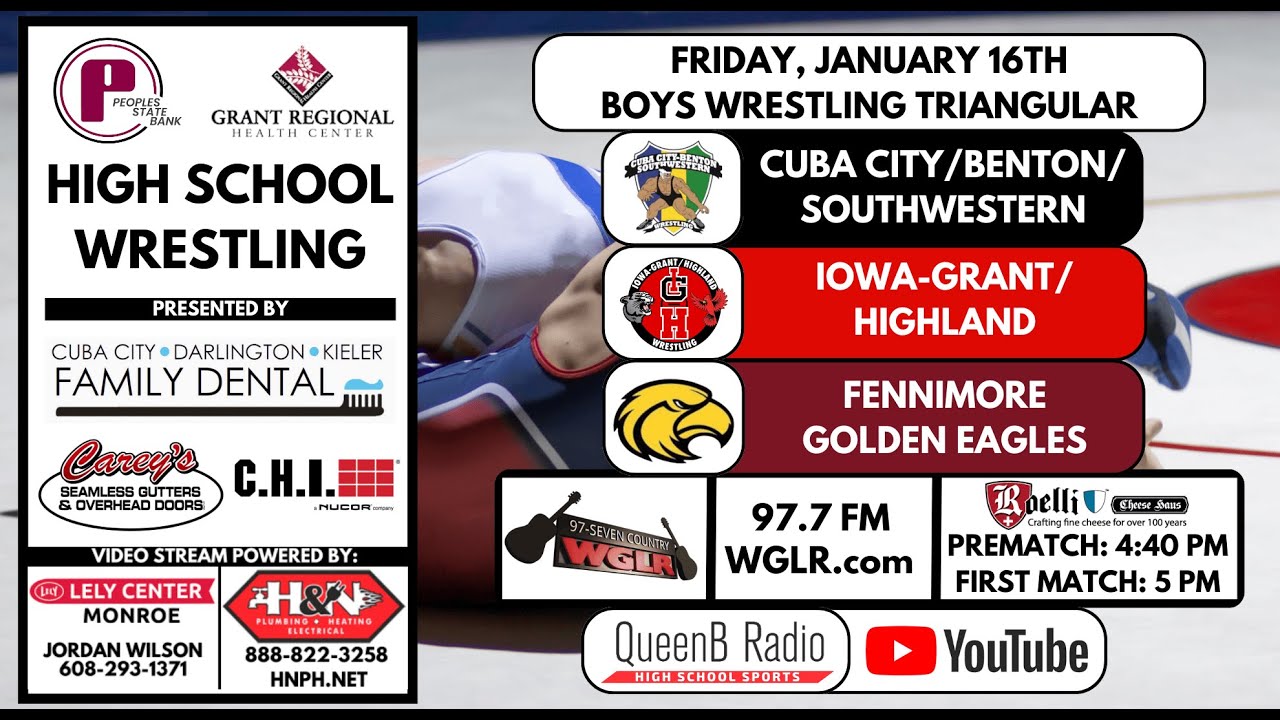 Cuba City/Benton/Southwestern + Iowa-Grant at Fennimore | High School Boys Wrestling Triangular