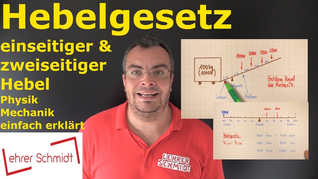 Hebelgesetz - einseitiger und zweiseitiger Hebel | Physik - einfach erklärt | Lehrerschmidt