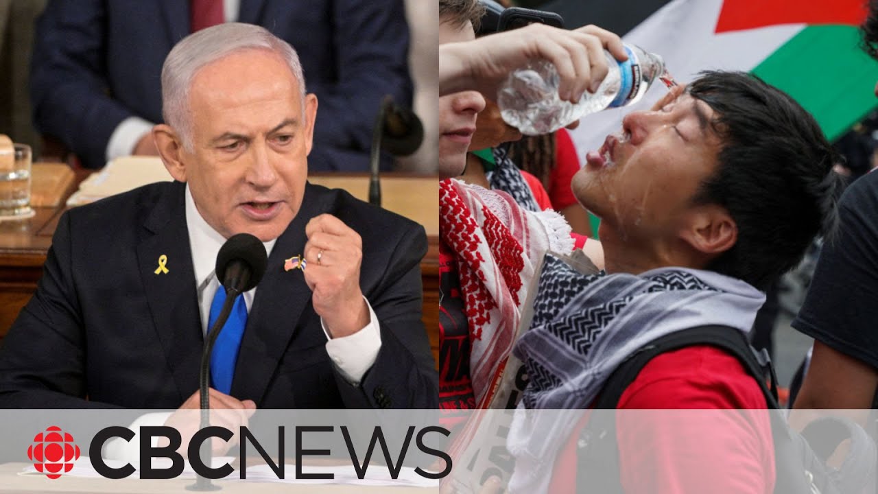 Netanyahu addresses U.S. Congress as Capitol Police pepper spray protesters outside