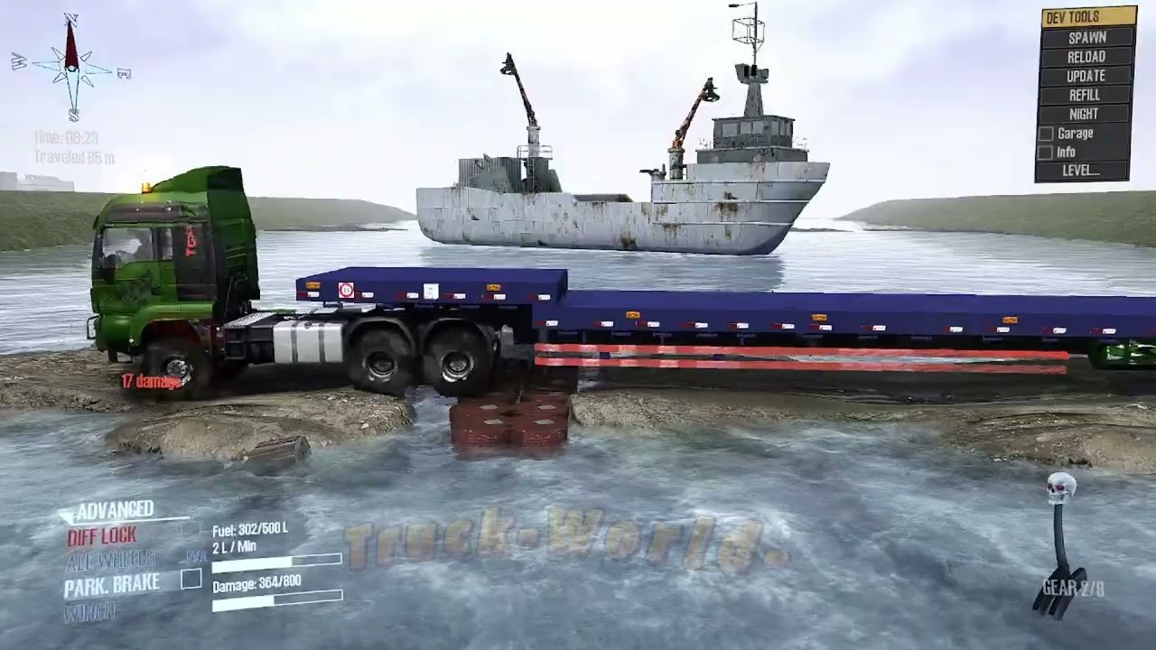 Spintires Mudrunner - Mod Truck Vs Extreme Broken Road With Speed Bumps | Driver Skills Gameplay08