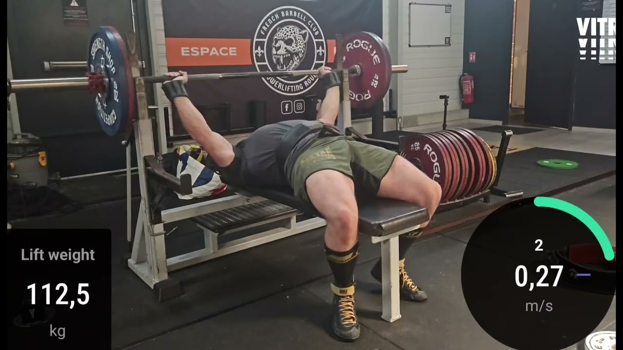 Spoto Bench : 112,5kg x4 @0,28m/s