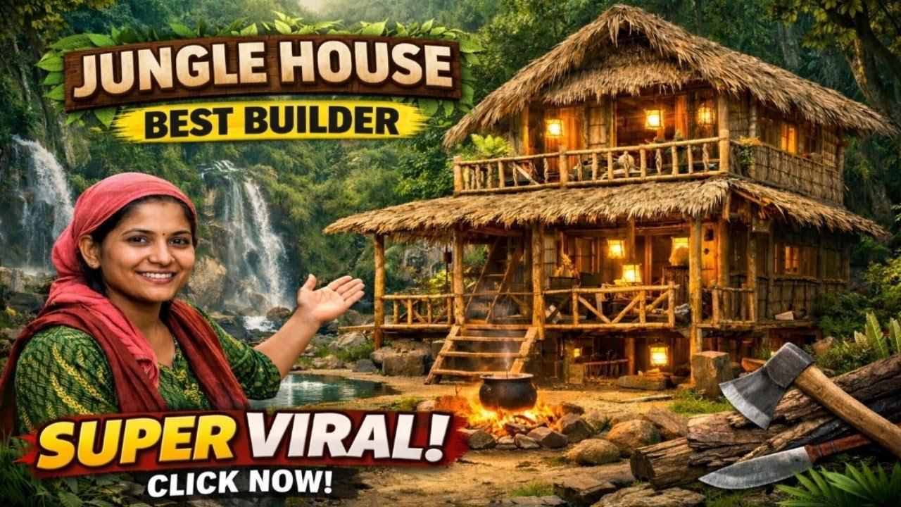 🛖 Amazing Jungle House Build by Hand | No Tools, No Cement!