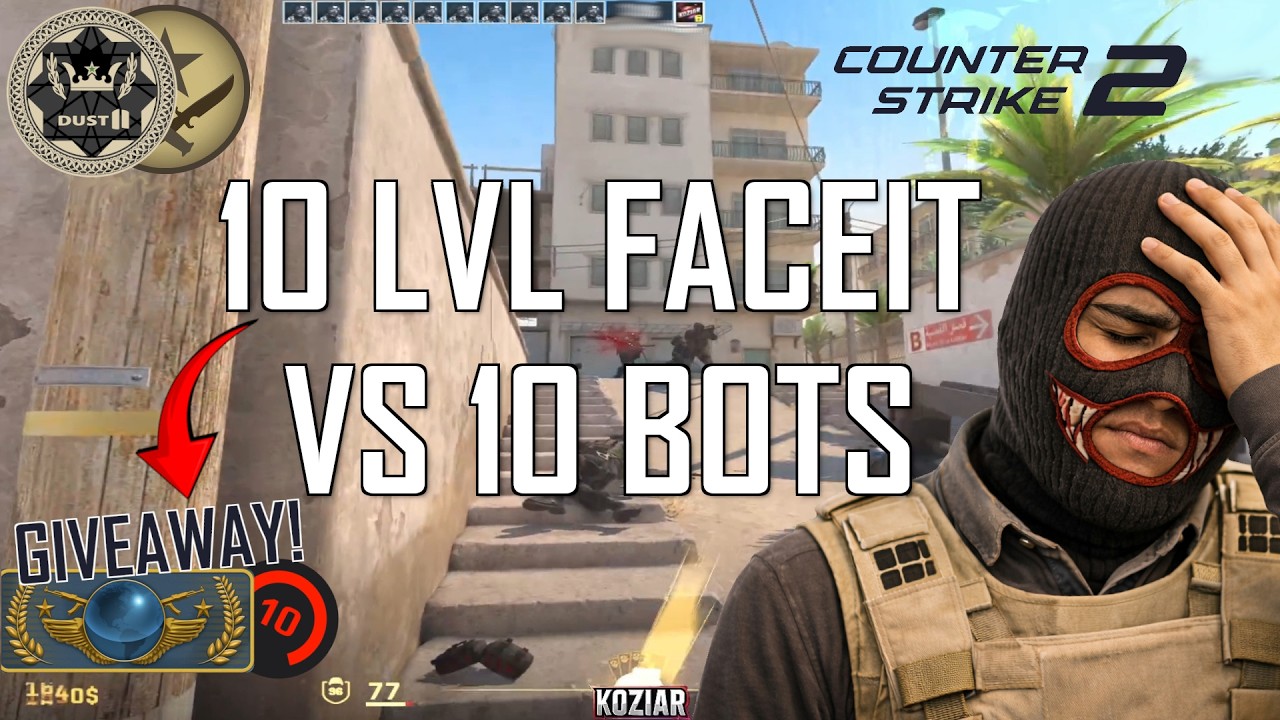 CS2 REWANŻ! 10 LVL FACEIT VS 10 NAJTRUDNIEJSZYCH BOTÓW NA DUST2