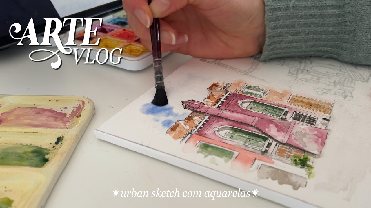 vlog: fazendo desenhos de urban sketch com aquarela