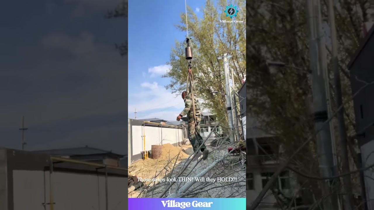 DANGEROUS Crane Stunt?! Man Risks HIS LIFE Being Lifted Like Cargo! Will It SNAP?! 😱 #crane #fail