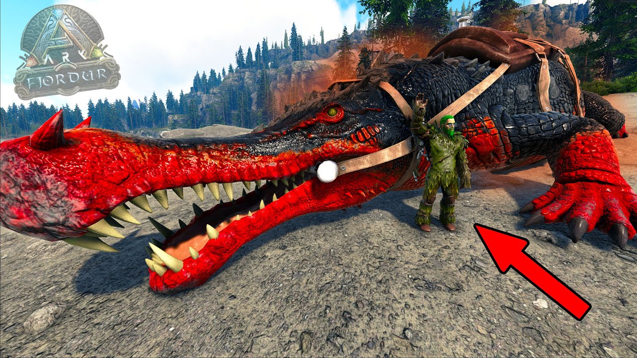 HE CAZADO UN COCODRILO DINOSAURIO ALFA!! Sarcosuchus alfa cocodrilo gigante prehistórico ARK Fjordur