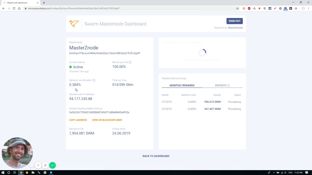 Claiming your Swarm Masternode Rewards