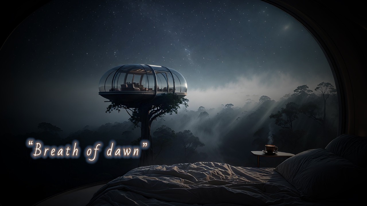 Breath of Dawn [4K] Futuristic Glass Capsule in a Starry Forest for Sleep & Relaxation
