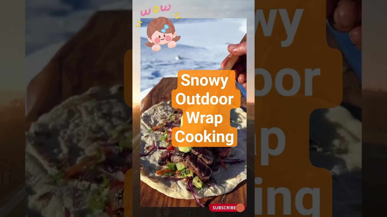 Snowy Outdoor Wrap Cooking 🥙❄️ | Wild Food in Nature #shorts