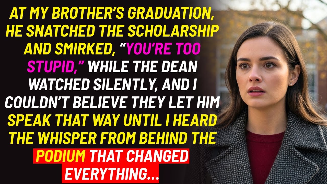 At My Brother's Graduation, He Took Scholarship and Smirked You're Too Stupid — Then Dean Spoke