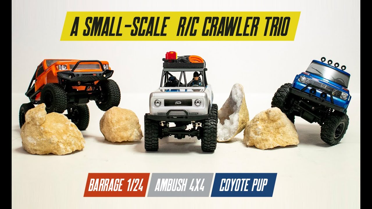 A Trio of Small-scale R/C Crawlers: Pro-Line Ambush 4x4, ECX Barrage 1/24 & Carisma Coyote Pup