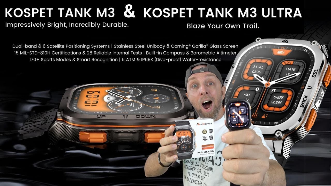 Découvrez les Montres connectées Choc KOSPET TANK M3 ULTRA et M3, Puissance & Style à Petit Prix!
