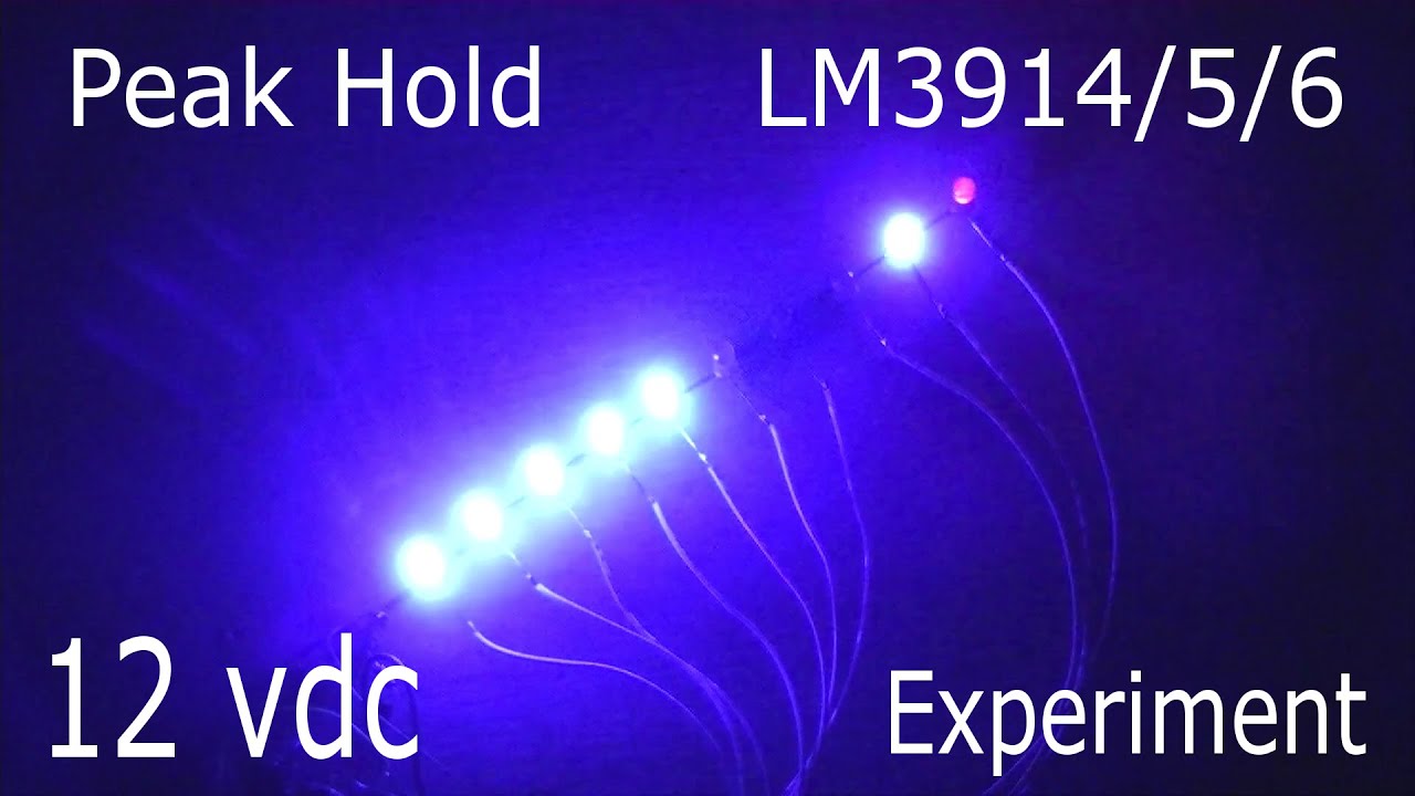 Moristo's 1998 Experiment 12 VDC Peak Hold with Singel IC LM3914 or LM3915 or LM3916 VU Meter LED