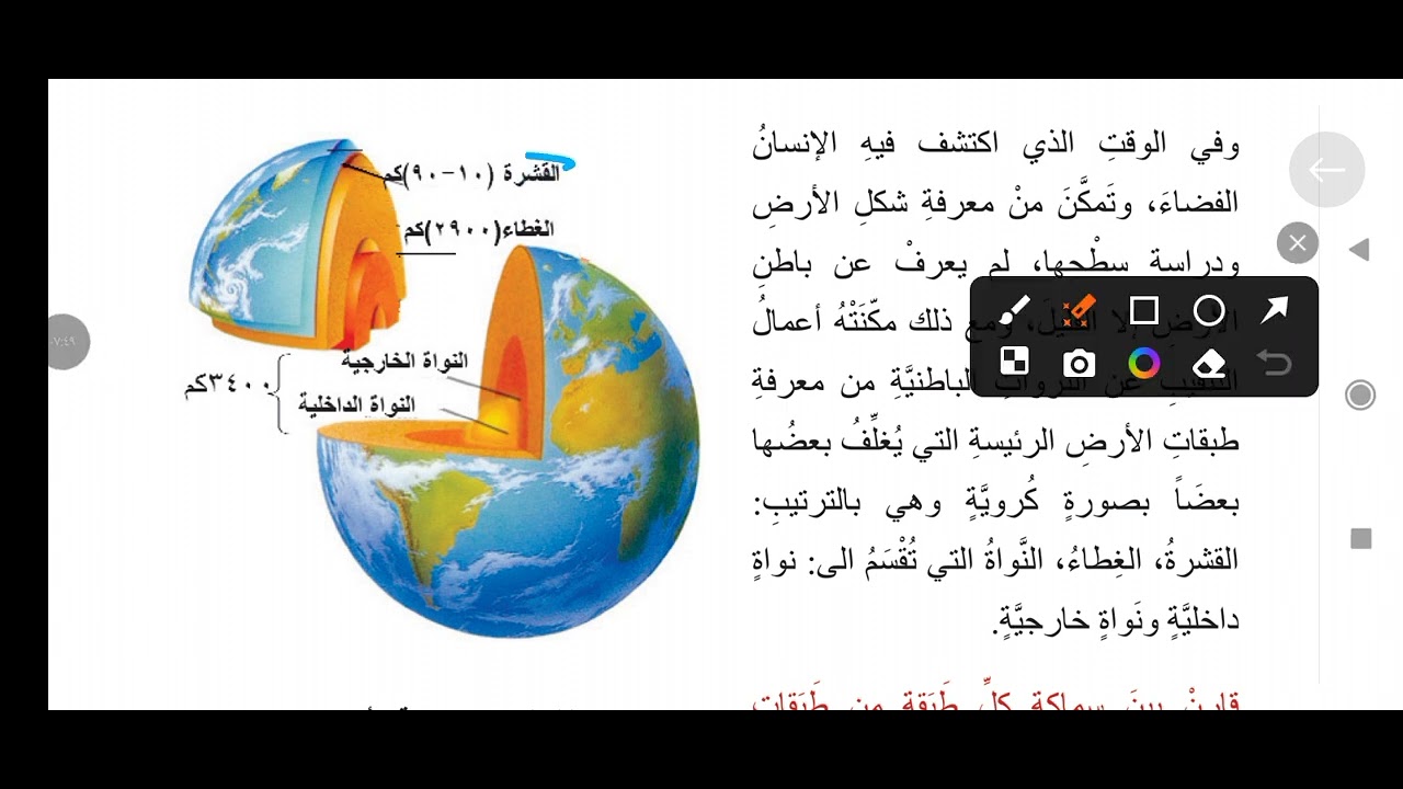  شكل الأرض وإحداثياتها الجغرافية وبنيتها الصف الخامس المنهاج السوري