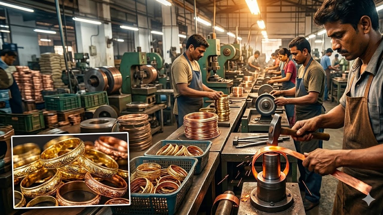 Amazing Asian Traditional Metal Bangles Manufacturing Process | Mass Production Video