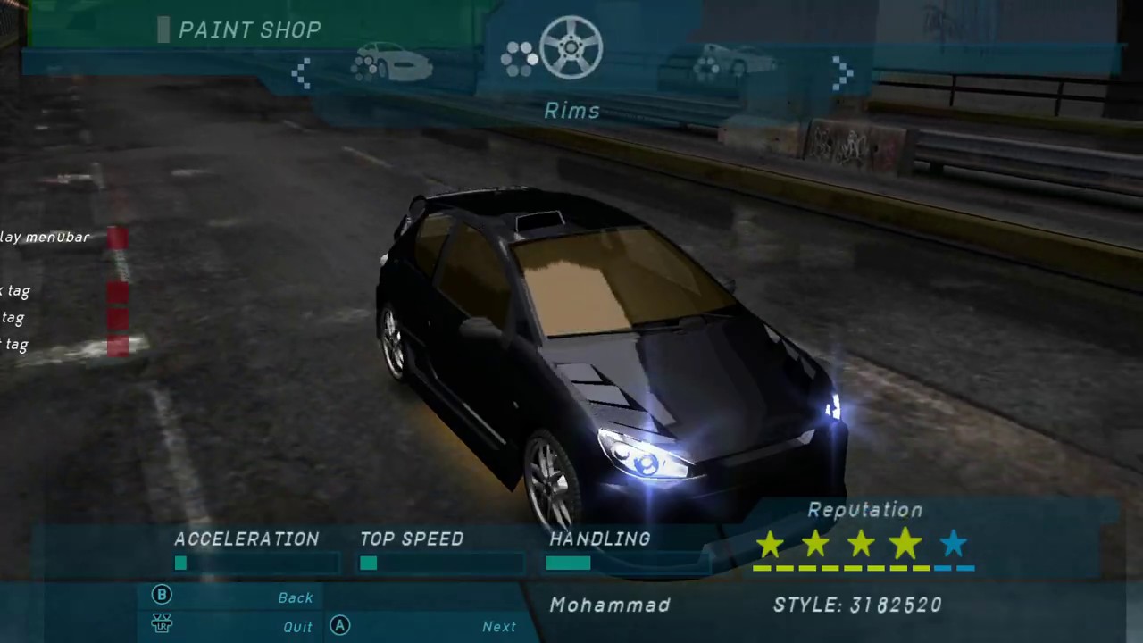 NFS Underground - Peugeot 206 Customization & Gameplay