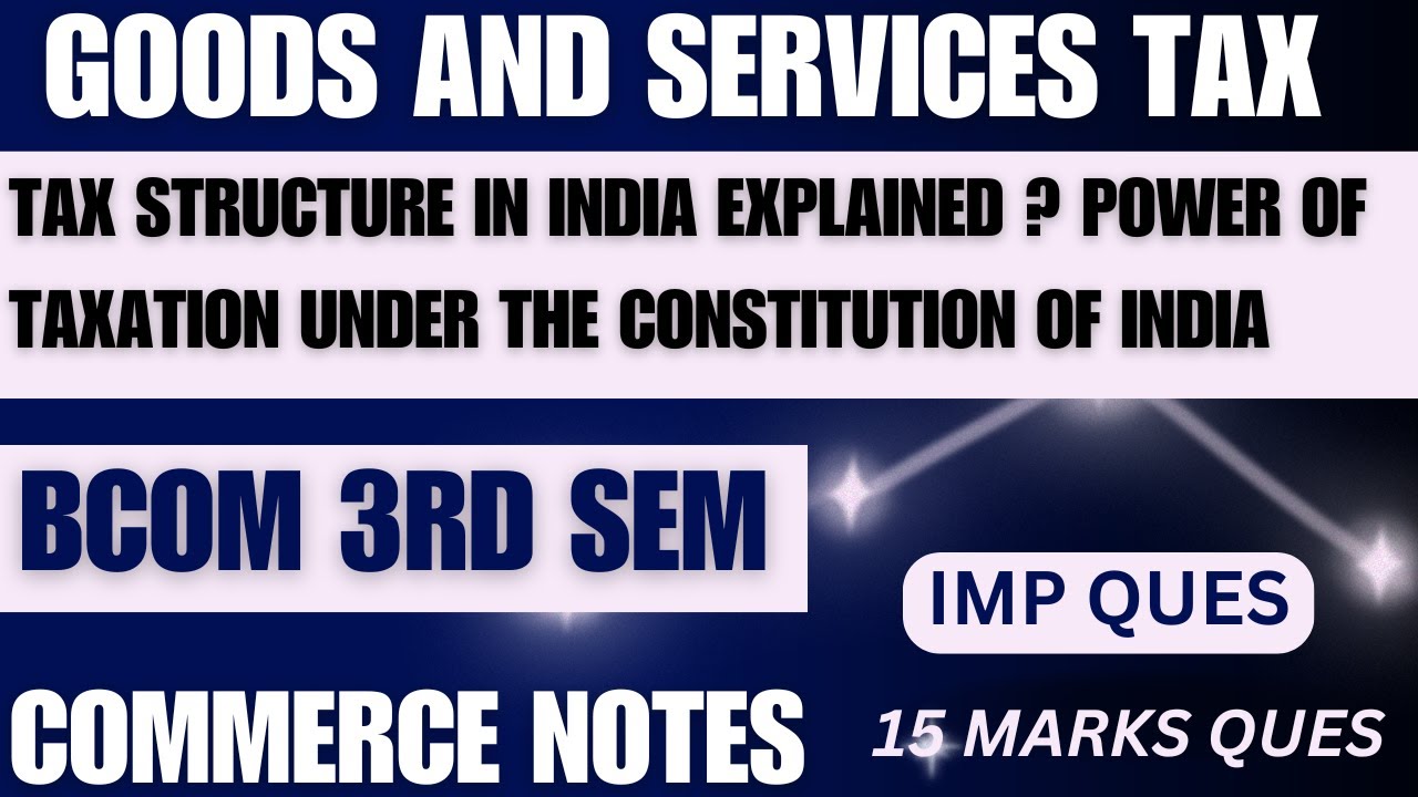 Tax Structure in India Explained | Power of Taxation under the Constitution of India | GST | BCOM |